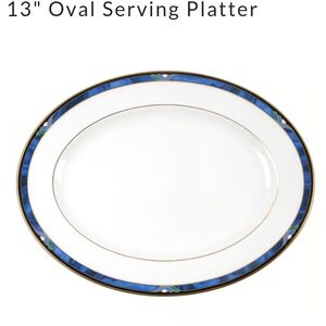 Lenox Royal Kelly Elegant Blue and White 13 Inch Oval Serving Platter